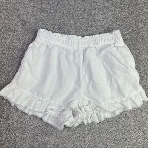 Aerie Shorts Women’s Small White Ruffle Hem Pull On Elastic Waist Pockets Lined